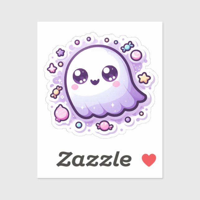Adesivo Kawaii Ghost Vinyl Candy Pastel Halloween (Folha)