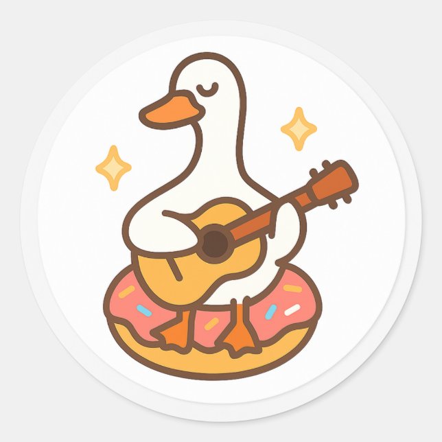 Adesivo Kawaii Goose Playing Guitar Sticker (Frente)