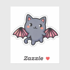 Adesivo Kawaii Gray Bat Cat - Adorable Flying Kitten