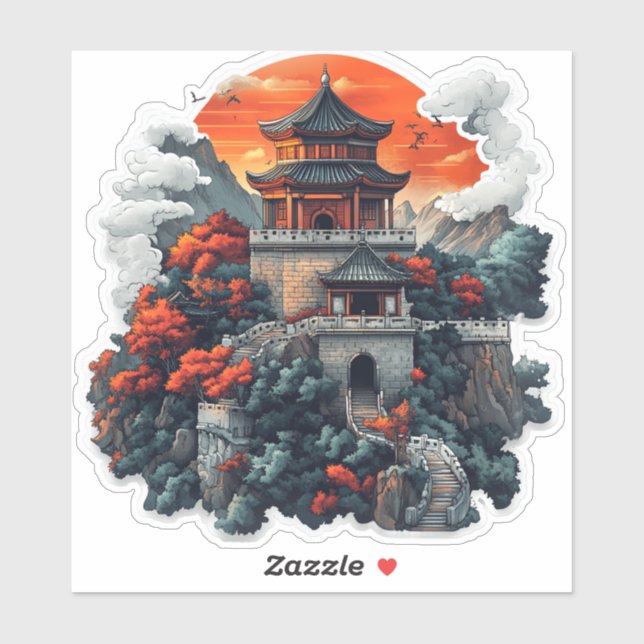 Adesivo Kawaii GreatWall Dragon Tower Sticker (Folha)