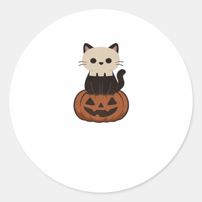 Adesivo Kawaii Halloween Cat e abóbora (Frente)