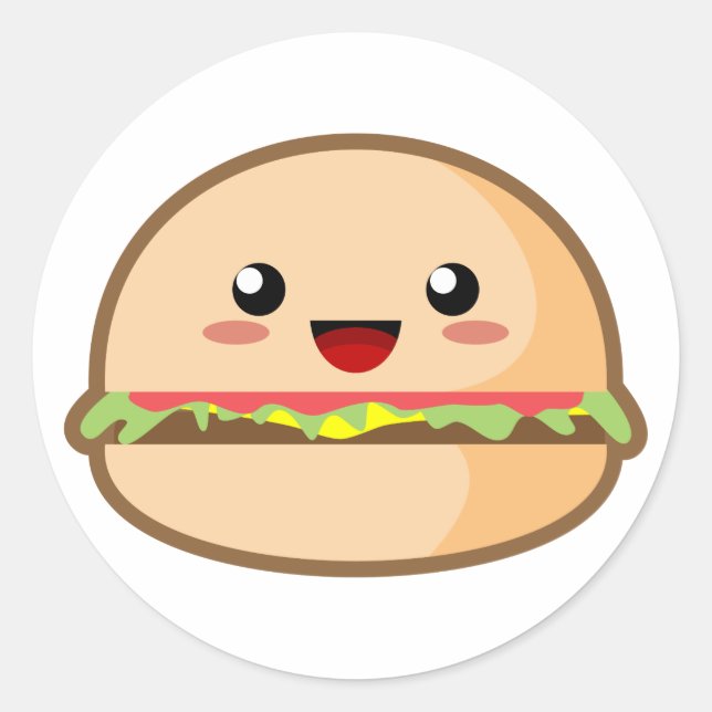 Adesivo Kawaii Hamburger (Frente)