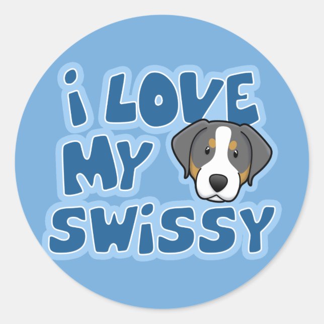Adesivo Kawaii I Love My Swissy (Frente)