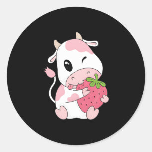 Adesivo Kawaii - Impressão de vaca de morango