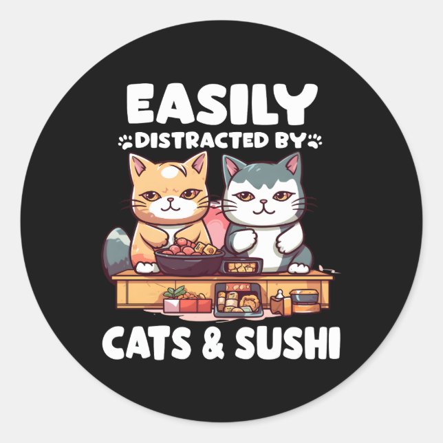 Adesivo Kawaii Japão Neko Sushi Bowl Katzen Ra Otaku (Frente)