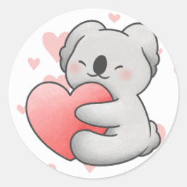 Adesivo Kawaii Koala Hugging Heart adorável