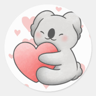 Adesivo Kawaii Koala Hugging Heart adorável
