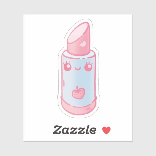 Adesivo Kawaii Lipstick rosa (Folha)