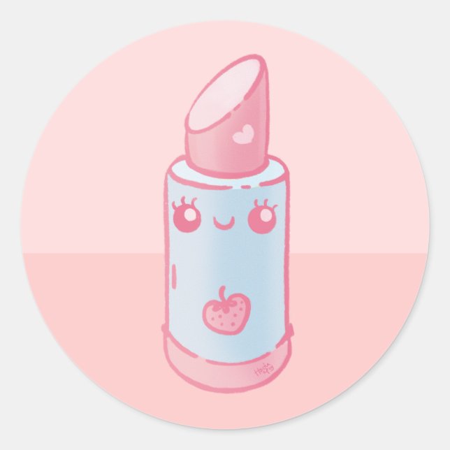 Adesivo Kawaii Lipstick rosa (Frente)