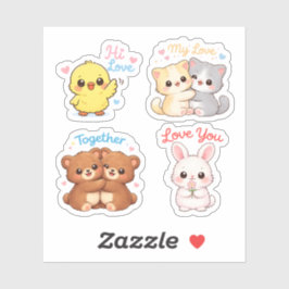 Adesivo Kawaii Love Animals Sticker Set – Sweet Valentine 