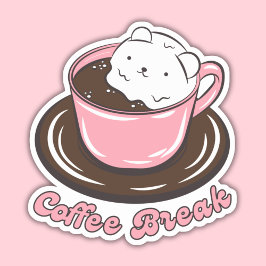 Adesivo Kawaii Marshmallow Café Break