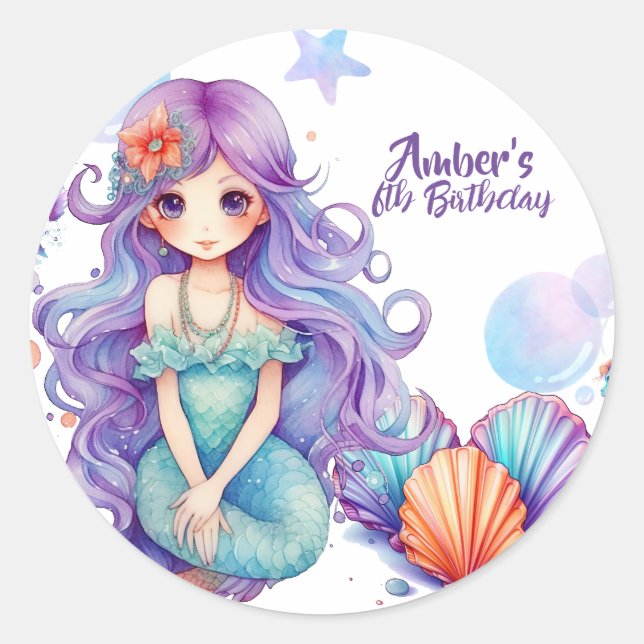 Adesivo Kawaii Mermaid Party (Frente)
