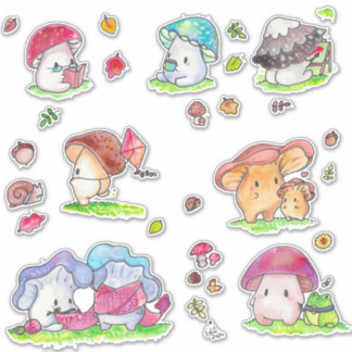 Adesivo Kawaii Mushroom Friends Sticker Assortion