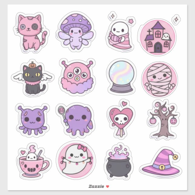 Adesivo Kawaii Mystical Haunts Sticker Pack (Folha)