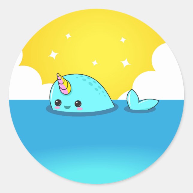 Adesivo Kawaii Narwhal (Frente)