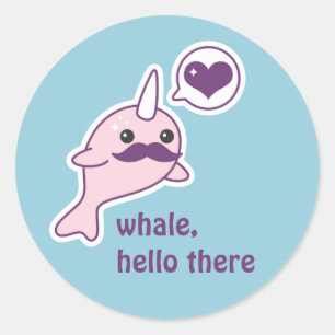 Adesivo Kawaii Narwhal com bigode