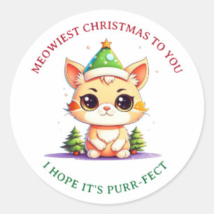 Adesivo Kawaii Natal Gatinho Feriado de Gato