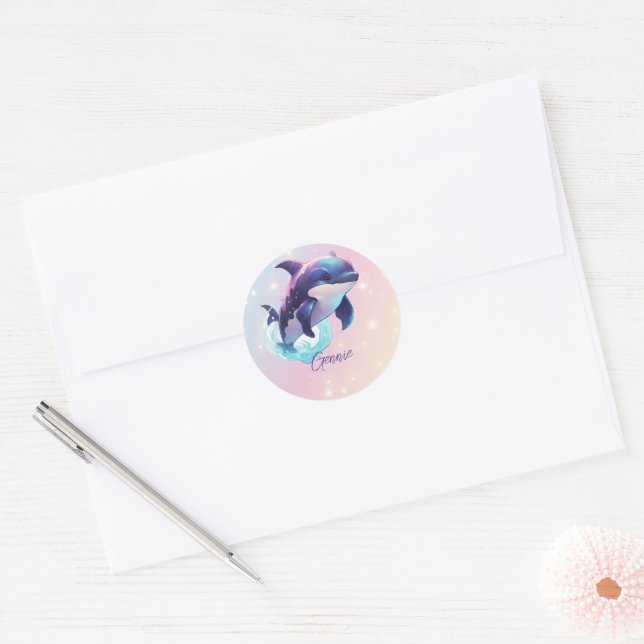 Adesivo Kawaii Orca Killer Whale Personalizou Azul e Rosa (Envelope)