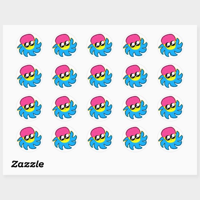 Adesivo Kawaii Pan Pride Octopus Stickers (Folha)