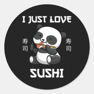 Adesivo Kawaii Panda Come Sushi Eu Amo Sushi Japonês