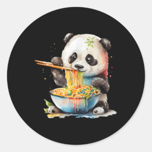 Adesivo Kawaii Panda Comendo Ra Noodles Otaku Watercolor