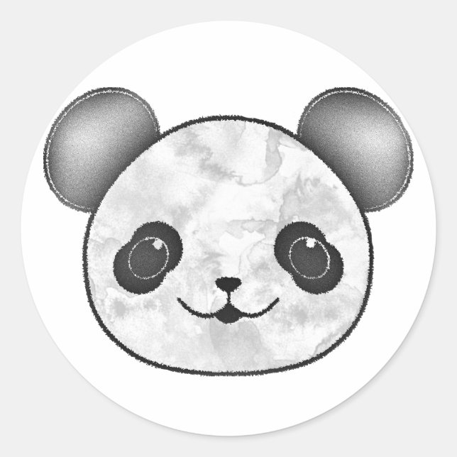Adesivo Kawaii Panda Desenhando Em Preto E Branco (Frente)