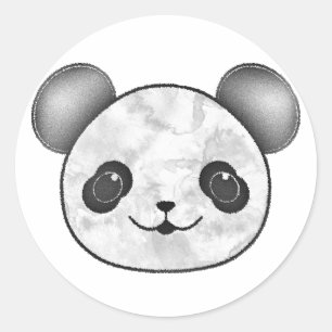 Adesivo Kawaii Panda Desenhando Em Preto E Branco