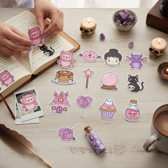 Adesivo Kawaii Pastel Haunted Treats Sticker Pack ( Spooky Cute Monsters & Sweets)