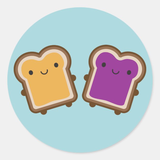 Adesivo Kawaii Peanut Butter & Jelly Sandwich Couple (Frente)