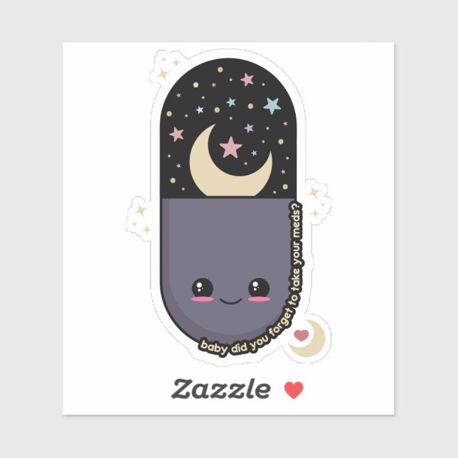 Adesivo Kawaii Pill Meds (Folha)