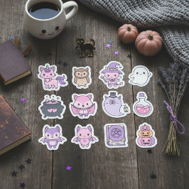 Adesivo Kawaii Pink & Purple Halloween Sticker Pack