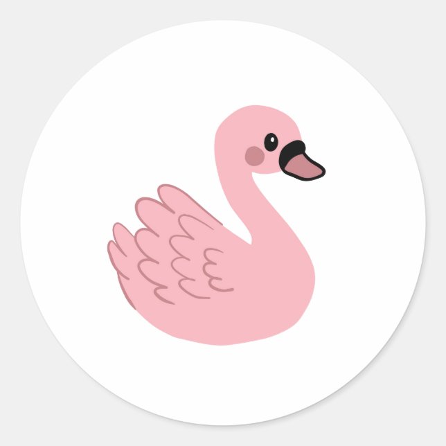 Adesivo Kawaii Pink Swan - Design de Cartoon Animal (Frente)