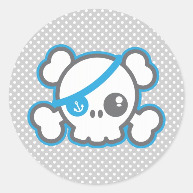 Adesivo Kawaii Pirate Skull Stickers (Frente)