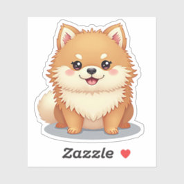 Adesivo Kawaii Pomeranian, Arco charmoso-Uau, pequeno