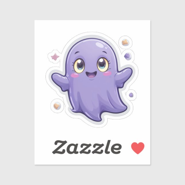 Adesivo Kawaii Purple Ghost Vinyl Sticker Cute Spooky (Folha)
