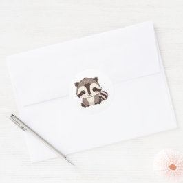 Adesivo Kawaii Raccoon Round Sticker