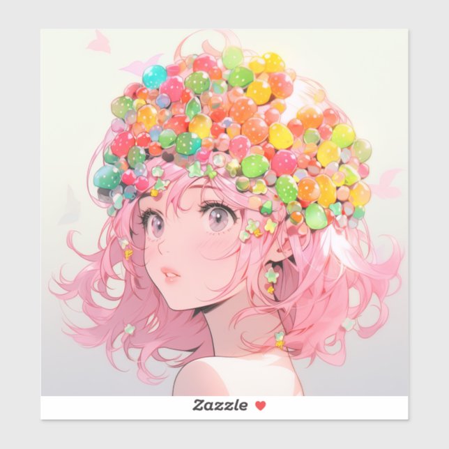 Adesivo Kawaii Rainbow Pastel Candy Mushroom AnimGirl (Folha)