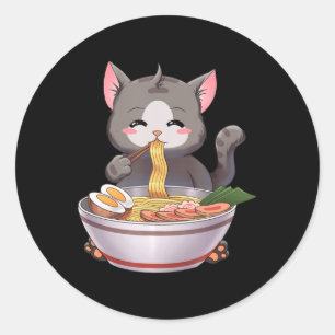 Adesivo Kawaii Ramen Cat Anime Comida Japonês Crianças Rap