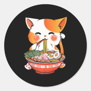 Adesivo Kawaii Ramen Cat Anime Comida Japonesa Girls Offic