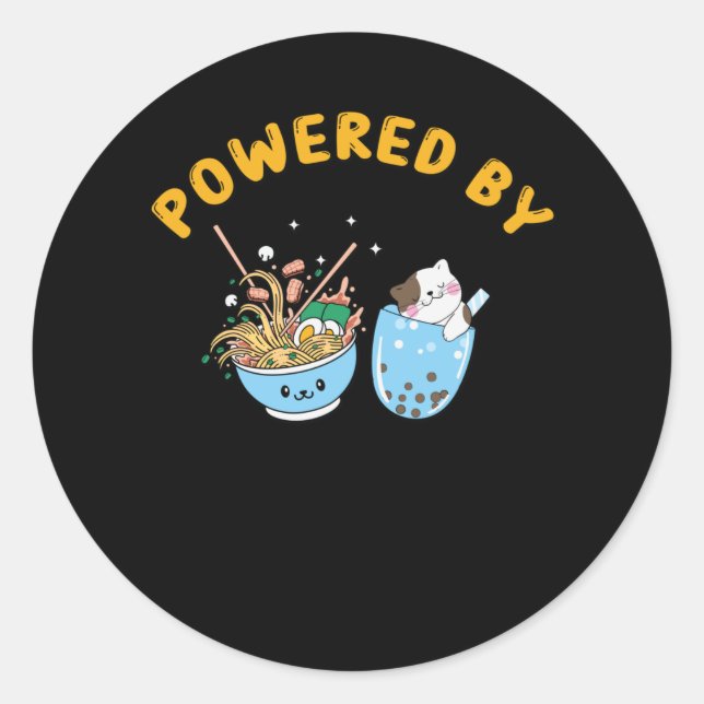 Adesivo Kawaii Ramen & Cat Design | Powered Ramen and Cat (Frente)