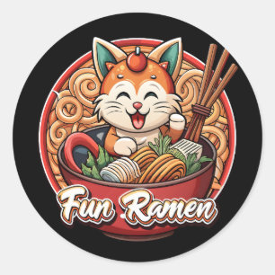 Adesivo Kawaii Ramen Gato Arte Retro Japonês de Macarrão T