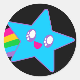Adesivo Kawaii Rave Neon Star Rainbow