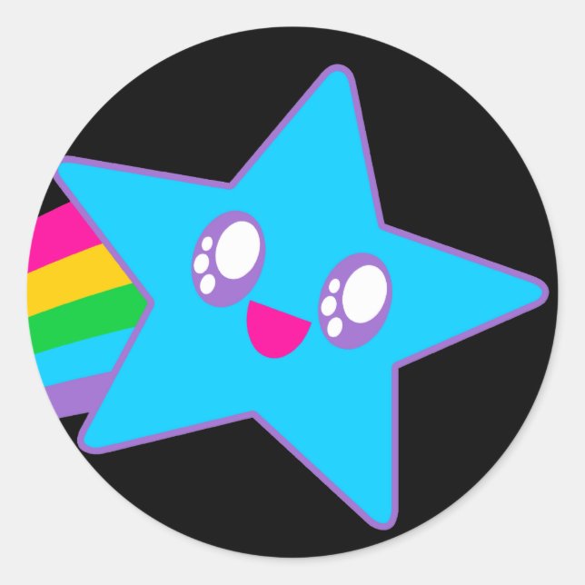 Adesivo Kawaii Rave Neon Star Rainbow (Frente)
