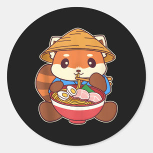Adesivo Kawaii Red Panda Comendo Ra Noodle