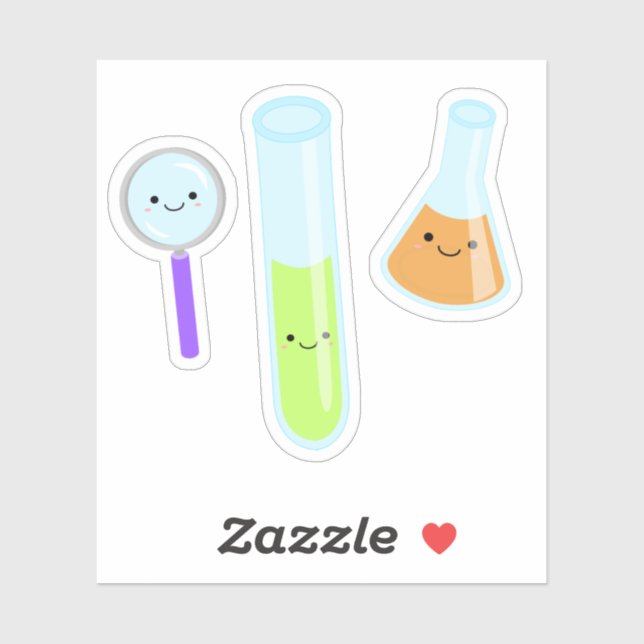 Adesivo Kawaii Science Test Tube Tampão para amplificação  (Folha)