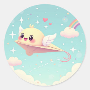 Adesivo Kawaii Sky Flyer – Amigo Avião de Papel Fofo