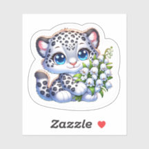 Kawaii Snow Leopard Big Cat Anime Stickers