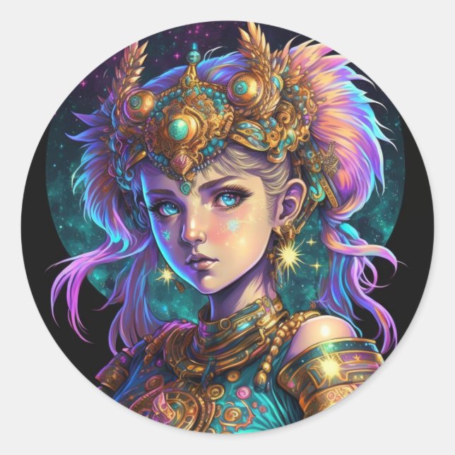 Adesivo Kawaii Space Warrior Girl (Frente)