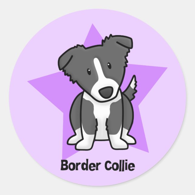 Adesivo Kawaii Star Border Collie (Frente)