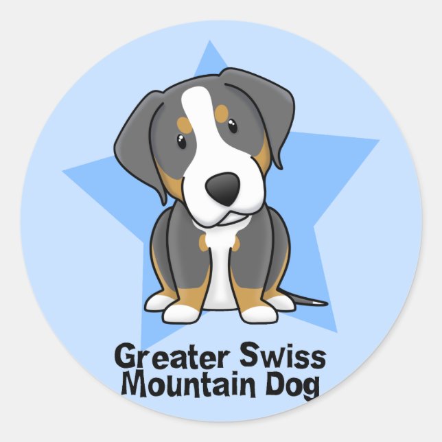 Adesivo Kawaii Star Greater Swiss Mountain Dog (Frente)